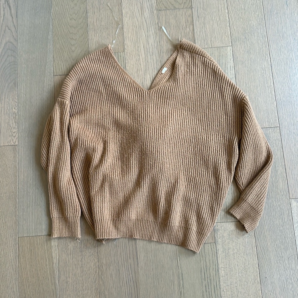 Boutique Brown knot back v neck sweater